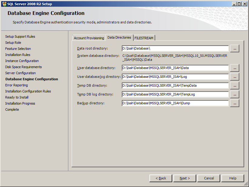 Database Engine Configuration