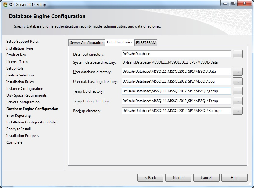Database Engine Configuration 2012