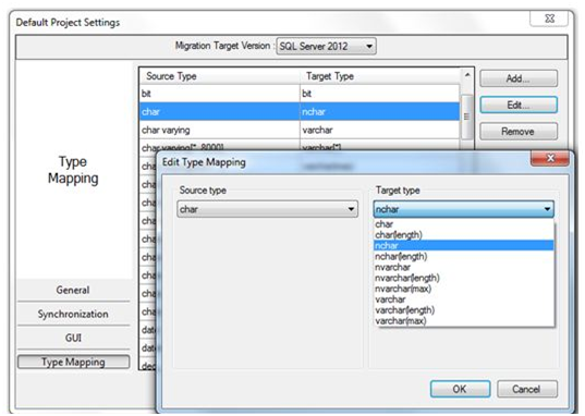 Edit Type Mapping