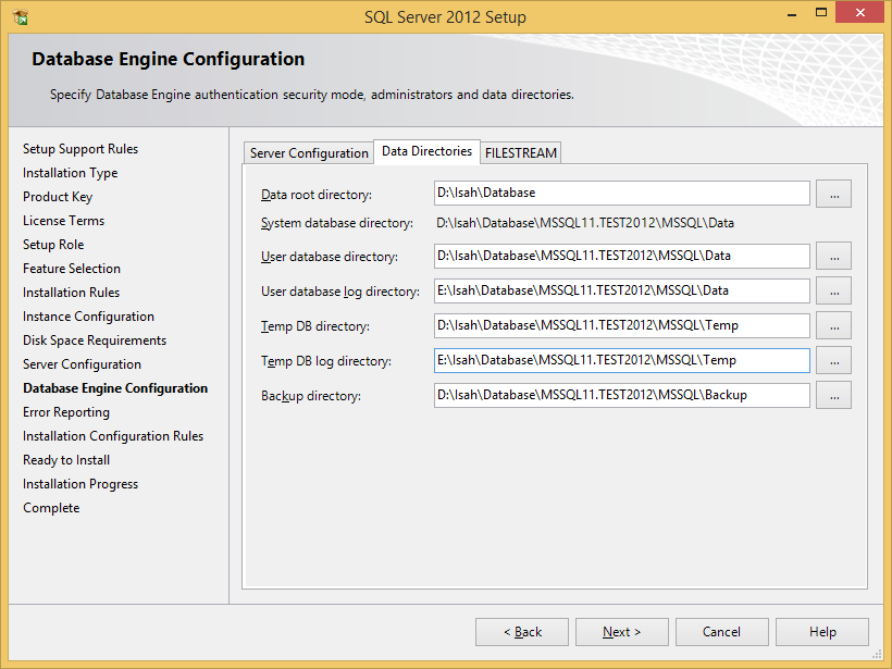 Database Engine Configuration 2012
