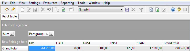 Pivot table with column fields