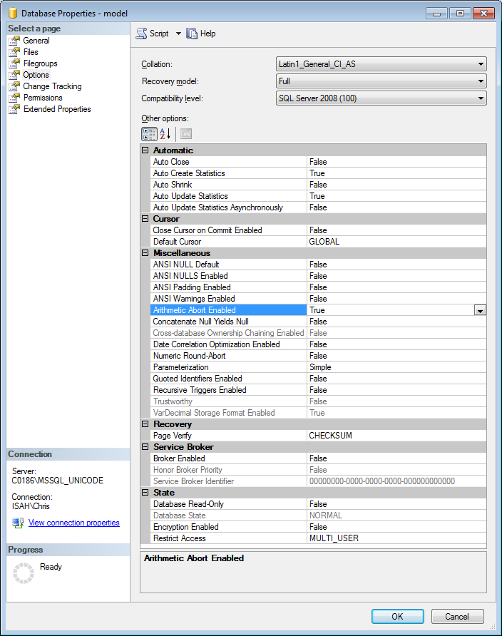 Database Properties