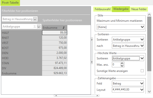 Pivot-Tabelle sortieren